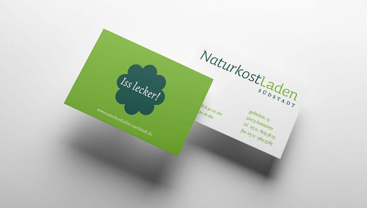 Arbeitsbeispiel Corporate Design Visitenkarten - Naturkostladen Südstadt