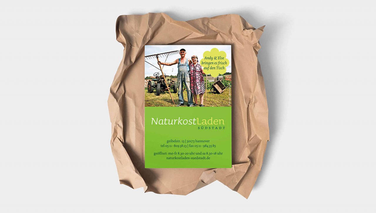 Arbeitsbeispiel Corporate Design Flyer - Naturkostladen Südstadt